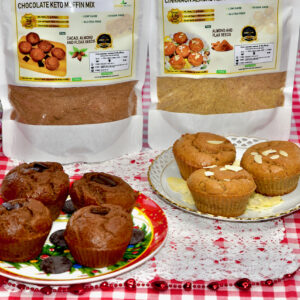 Keto Muffin Baking Mixes 2 pcs Cinnamon Almond and Chocolate Keto Low Carb Muffin Baking Mix Sugar-Free, Gluten-free Golden Stevia