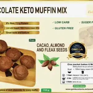 Golden Stevia Chocolate Keto Muffins Baking Mix, Gluten Free, Low Carb, Sugar Free