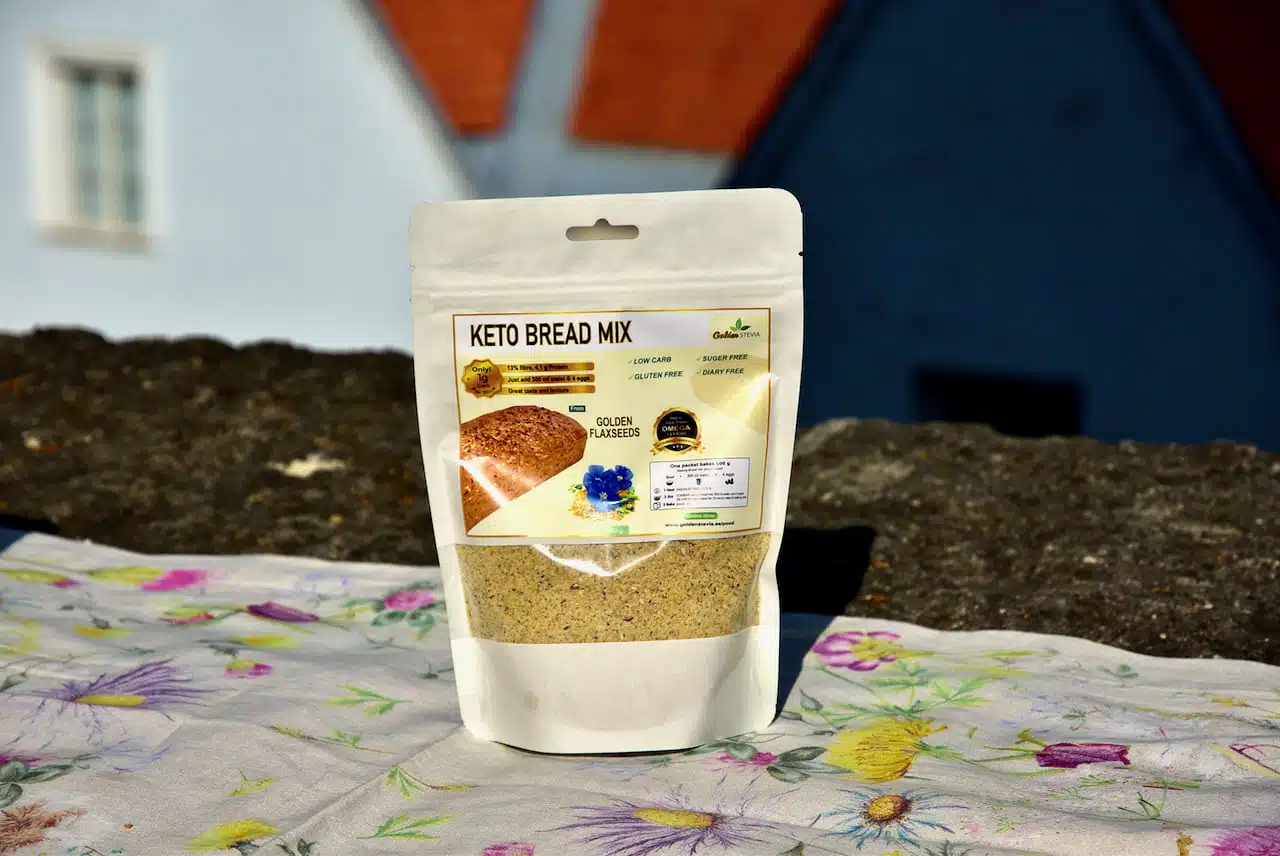 Golden Stevia Golden Flaxseed Keto Bread Mix Gluten free low carb Golden Stevia Keto Bread Mix low carb high fat Flax seeds gluten free