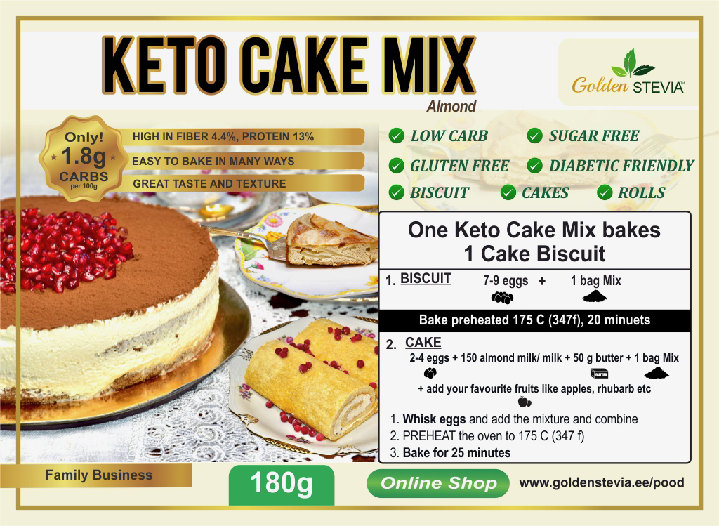 Golden Stevia Keto Cake Baking Mix- Sugar Free, Gluten Free, Low Carb
