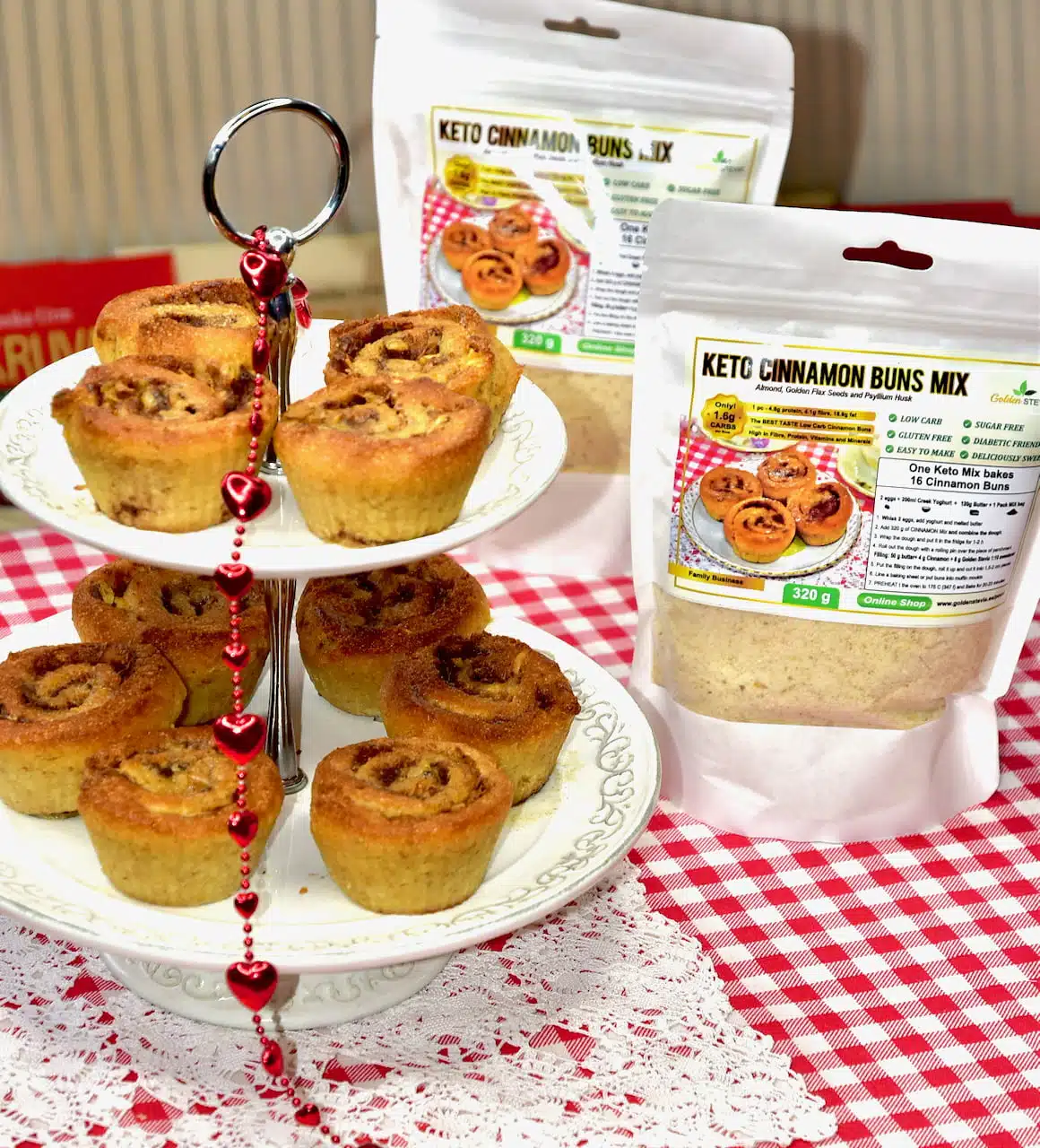 Mezcla para hornear rollos de canela bajos en carbohidratos Keto Mélange de cuisson pour petits pains à la cannelle Keto à faible teneur en glucides Mélange de cuisson pour petits pains à la cannelle Keto à faible teneur en glucides Смесь для выпечки булочек с корицей и кето с низким содержанием углеводов Keto-Zimtschnecken-Backmischung mit niedrigem Kohlenhydratgehalt Miscela di cottura per rotoli di cannella cheto a basso contenuto di carboidrati Golden Stevia Low Carb Keto Cinnamon Rolls Baking Mix