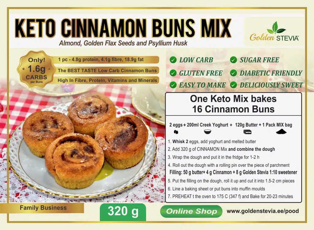 Mezcla para hornear rollos de canela bajos en carbohidratos Keto Mélange de cuisson pour petits pains à la cannelle Keto à faible teneur en glucides Mélange de cuisson pour petits pains à la cannelle Keto à faible teneur en glucides Смесь для выпечки булочек с корицей и кето с низким содержанием углеводов Keto-Zimtschnecken-Backmischung mit niedrigem Kohlenhydratgehalt Miscela di cottura per rotoli di cannella cheto a basso contenuto di carboidrati Golden Stevia Low Carb Keto Cinnamon Rolls Baking Mix