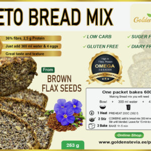 Golden Stevia Low Carb Keto Gluten Free Brown Flaxseeds Bread Mix