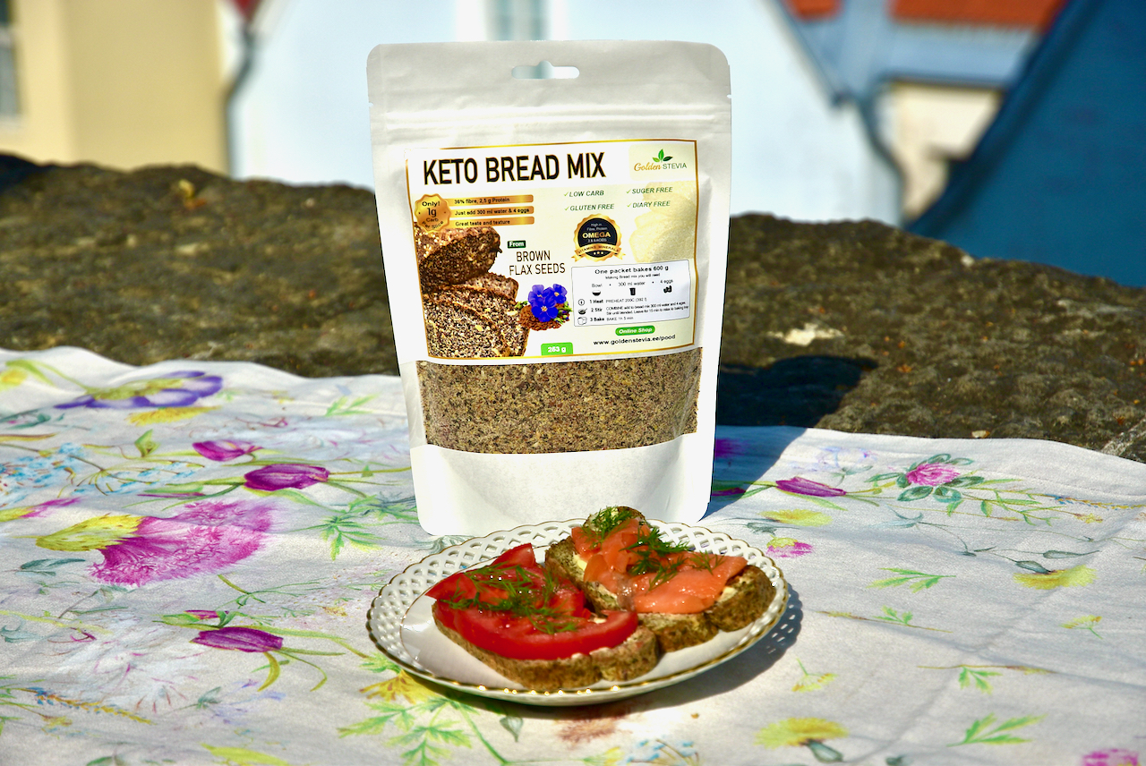 Golden Stevia Low Carb Keto Gluten Free Brown Flaxseeds Bread Mix