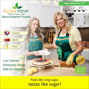 Golden Stevia Sweetner Inulin Powder 500 g = 5 kg Sugar Replacement 1:10 Chicory Root High Fibre, Low Carb for Keto Food, Sugar Free