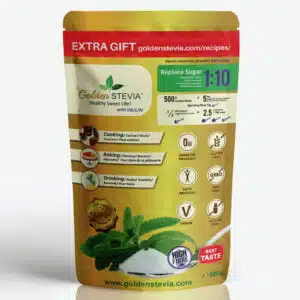 Golden Stevia Sweetner Inulin Powder 500 g = 5 kg Sugar Replacement 1:10 Chicory Root High Fibre, Low Carb for Keto Food, Sugar Free