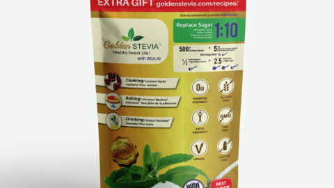 Golden Stevia Sweetner Inulin Powder 500 g = 5 kg Sugar Replacement 1:10 Chicory Root High Fibre, Low Carb for Keto Food, Sugar Free