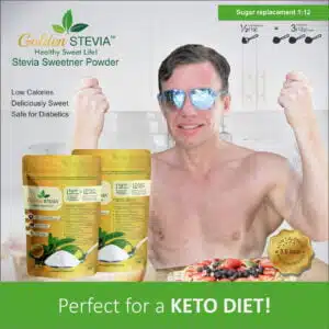 Golden stevia powder 500g = 6 kg sugar replacement 1:12 feels like icing sugar replacement, tastes like natural sugar, low calorie, keto sweetener diet, weight loss, diabetics