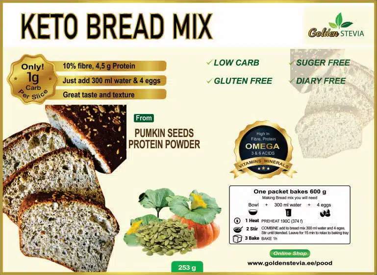 Golden Stevia pumpkin seeds keto bread mix protein powder keto bread mix low carb gluten free
