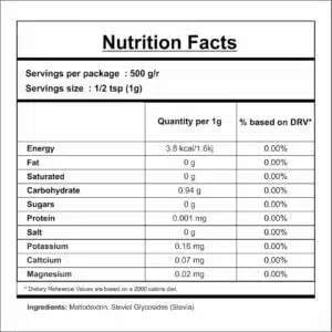 Golden Stevia powder as sugar substitute: low calories, healthy and safe