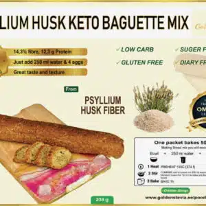 Bułki keto i bagietka keto z psyllium – mieszanka 235 g, bez glutenu, bez cukru