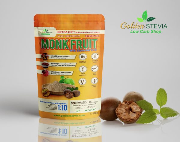 Monk fruit with erytrihol granules replace sugar 1-10 sweetner sugar free golden stevia keto low carb