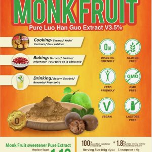 100% Natural Monk Fruit sweetener pure Luo Han Guo extract V 3,5%