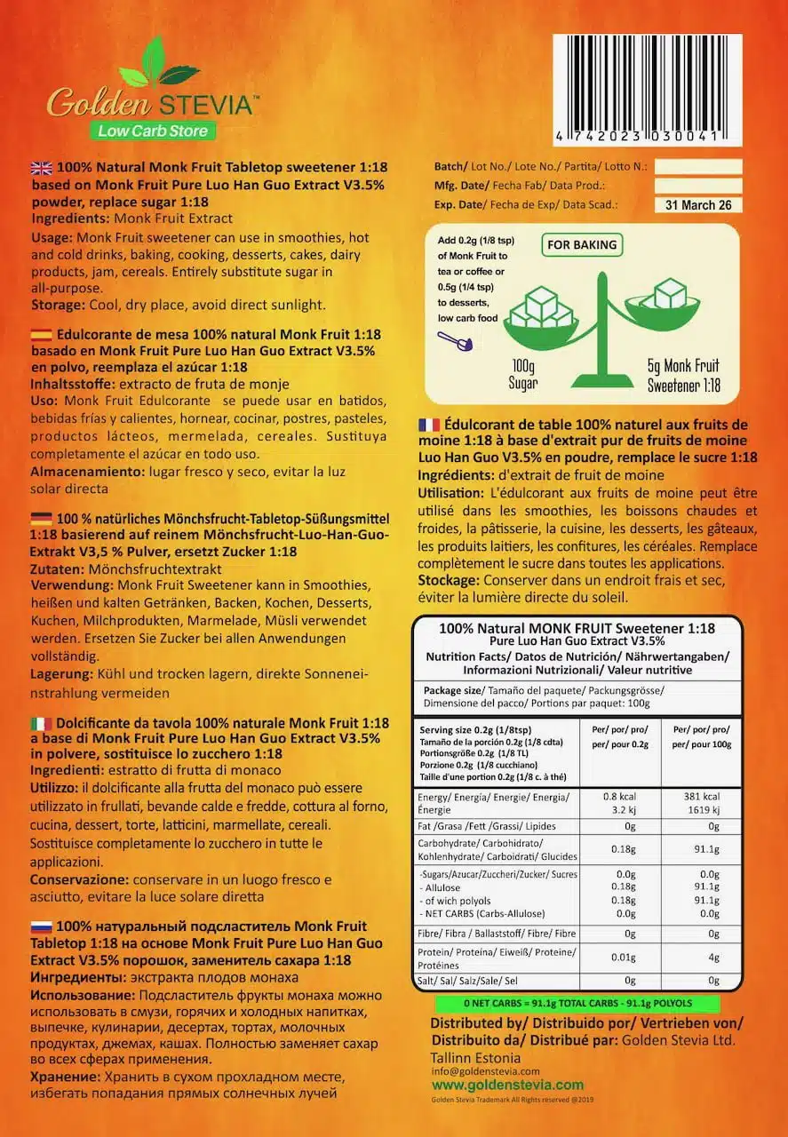 Monk Fruit sweetener pure Luo Han Guo extract V 3,5%