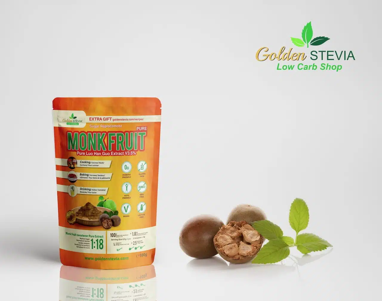 100% Natural Monk Fruit sweetener pure Luo Han Guo extract V 3,5%