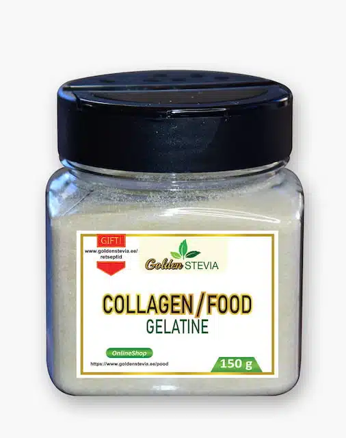 Collagen Food Gelatin Rich in Proteins & Amino Acids. Golden Stevia Low Carb Shop