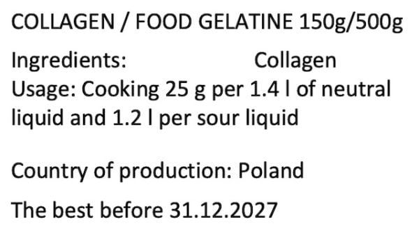 Collagen Food Gelatin Rich in Proteins & Amino Acids. Golden Stevia Low Carb Shop