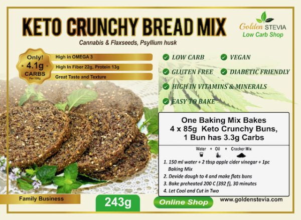 Keto Black Crunchy Bread Baking Mix gluten free easy to make 1 slice 2 g carbs