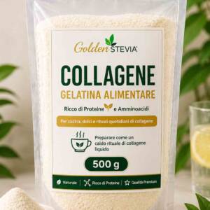 Gelatina di Collagene Golden Stevia 500g ricca di proteine e aminoacidi
