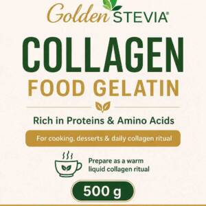 Golden Stevia Collagen Food Gelatin 500g, 1 kg premium natural protein rich gelatin powder for cooking desserts and daily collagen ritual