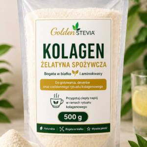 Kolagen żelatyna spożywcza 500 g Golden Stevia – bogata w białko, aminokwasy, do gotowania, deserów i diety keto